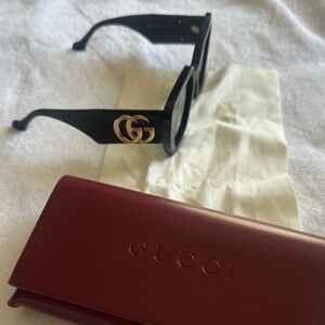 Authentic Gucci Black Sunglasses with Gold Accent